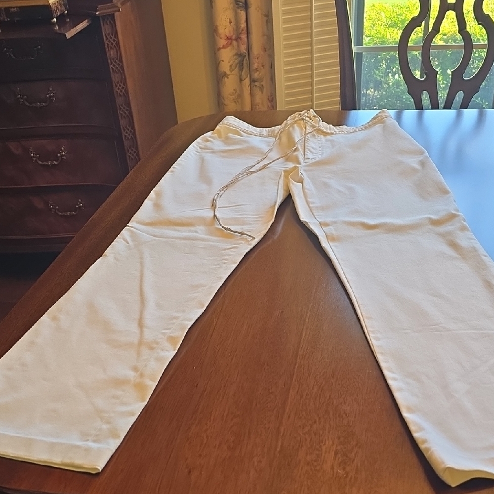 Ralph Lauren Sport White Cotton Spandex Pant Velcro/Zipper Closure Size8 W28 L38